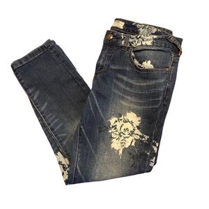 Free People Blue Floral Skinny Jeans